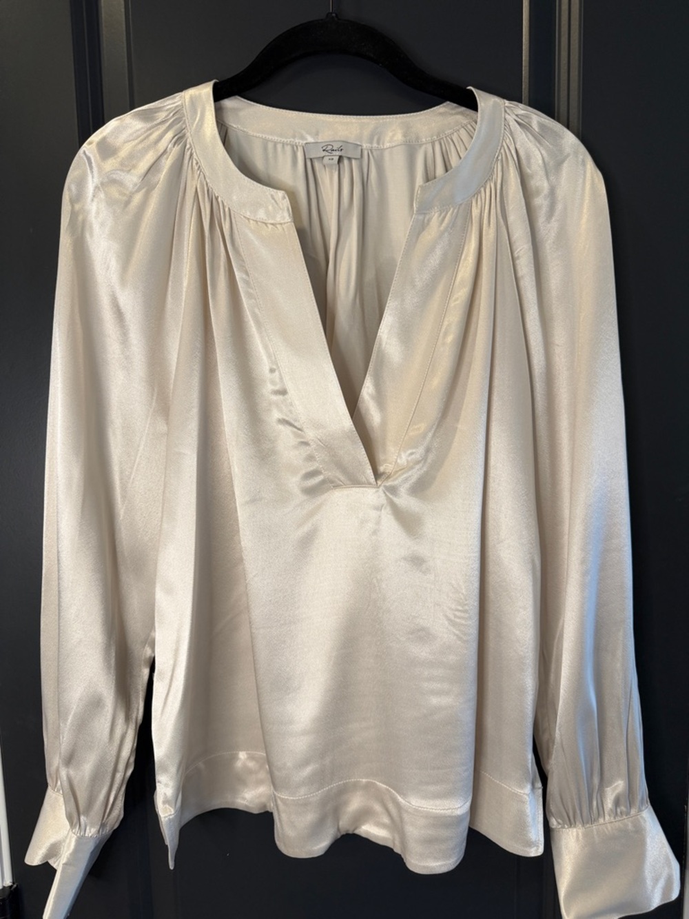 Rails Cream V-Neck Blouse with Soft Pleats